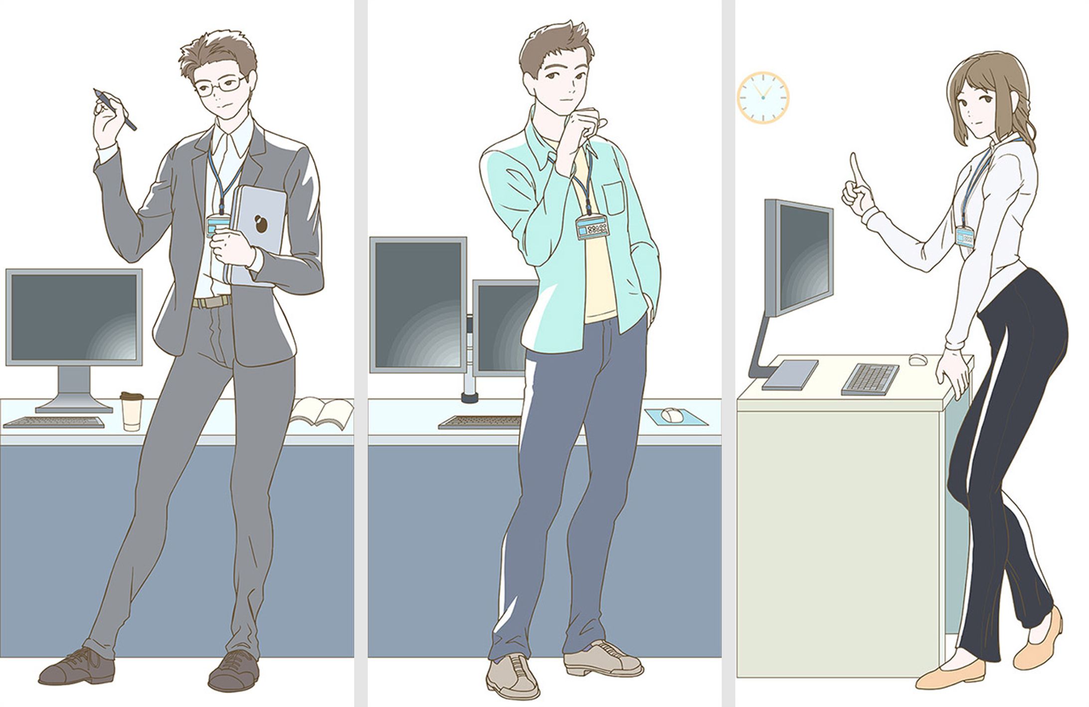 ビジネスパーソン （向かって左からITエンジニア、プログラマー、Webデザイナー）-1