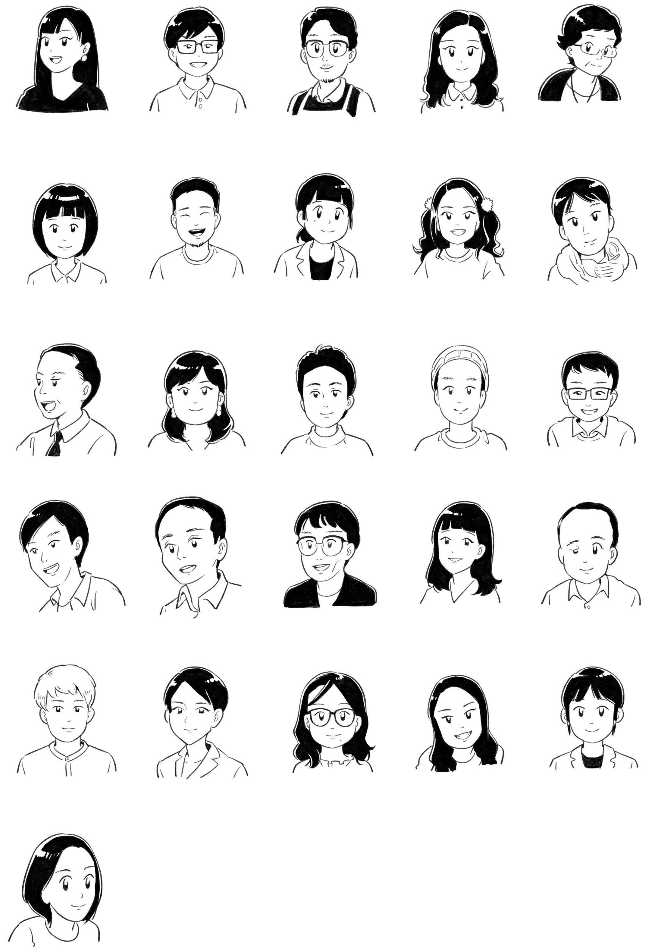 似顔絵（モノクロ）-1