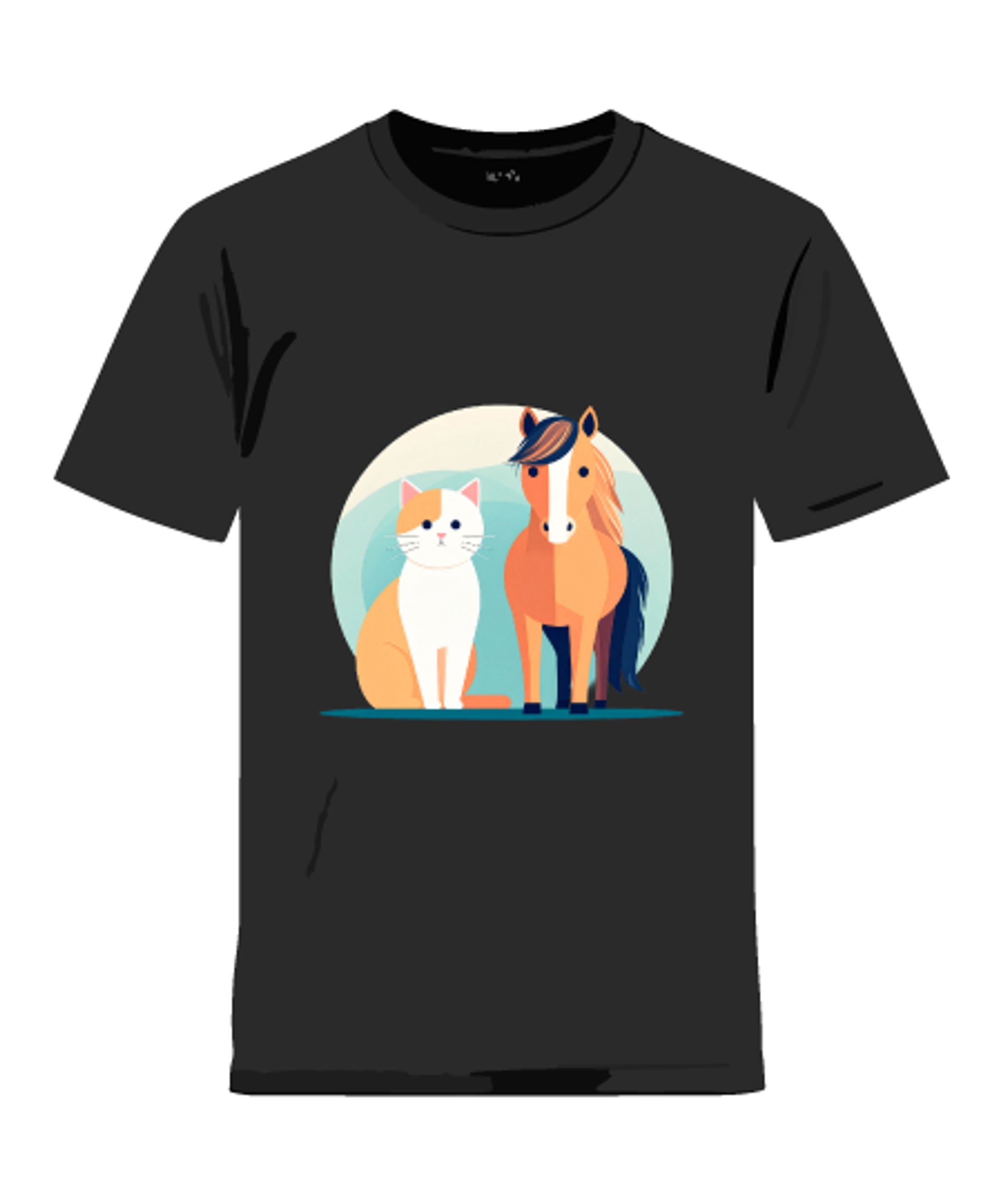 猫と馬のやさしいグラフィックアート・動物フレンドデザイン-1