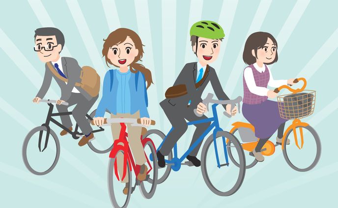 自転車通勤のイラスト