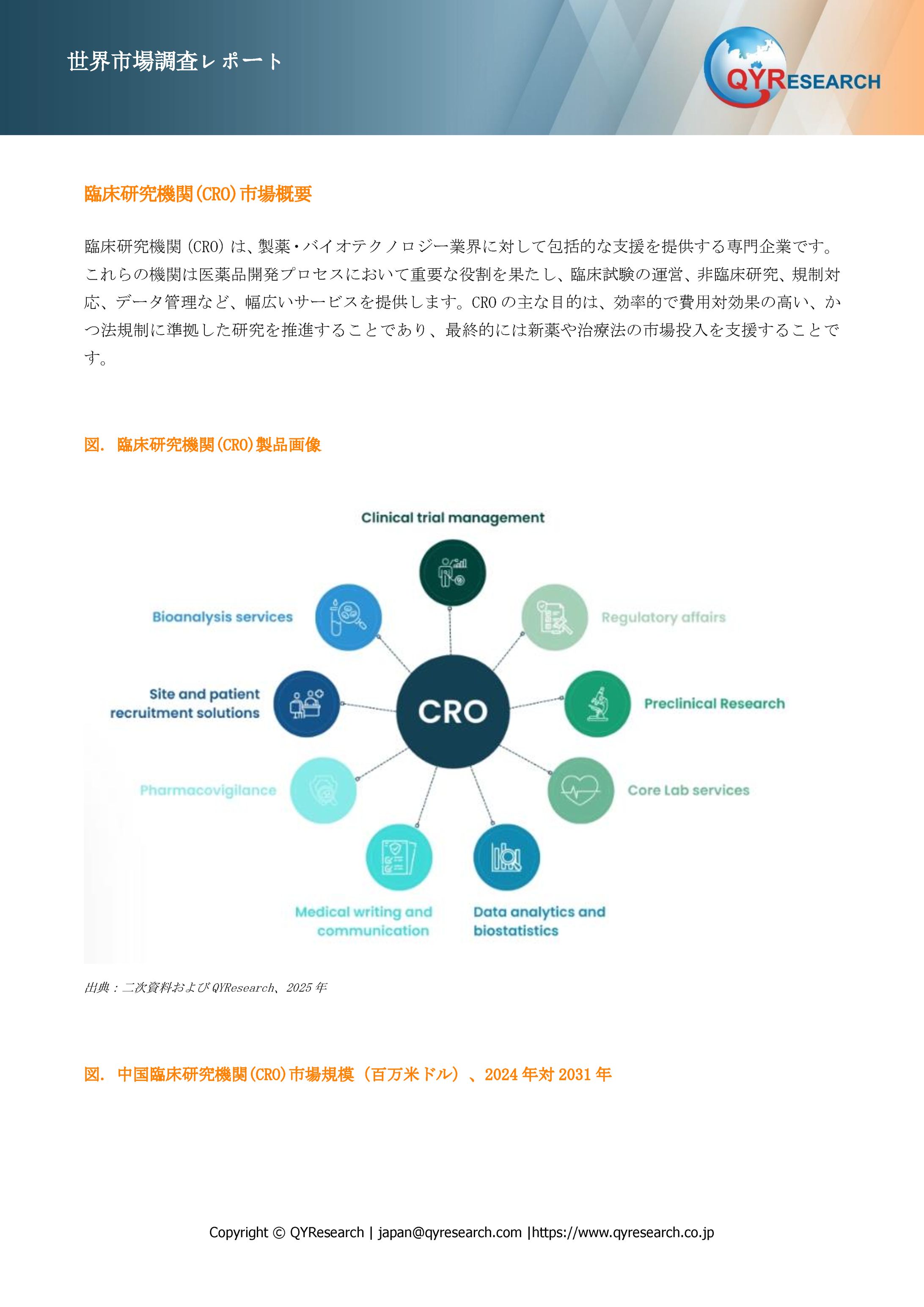 グローバル臨床研究機関(CRO)市場シェア：主要企業、売上動向、競争戦略2025-1
