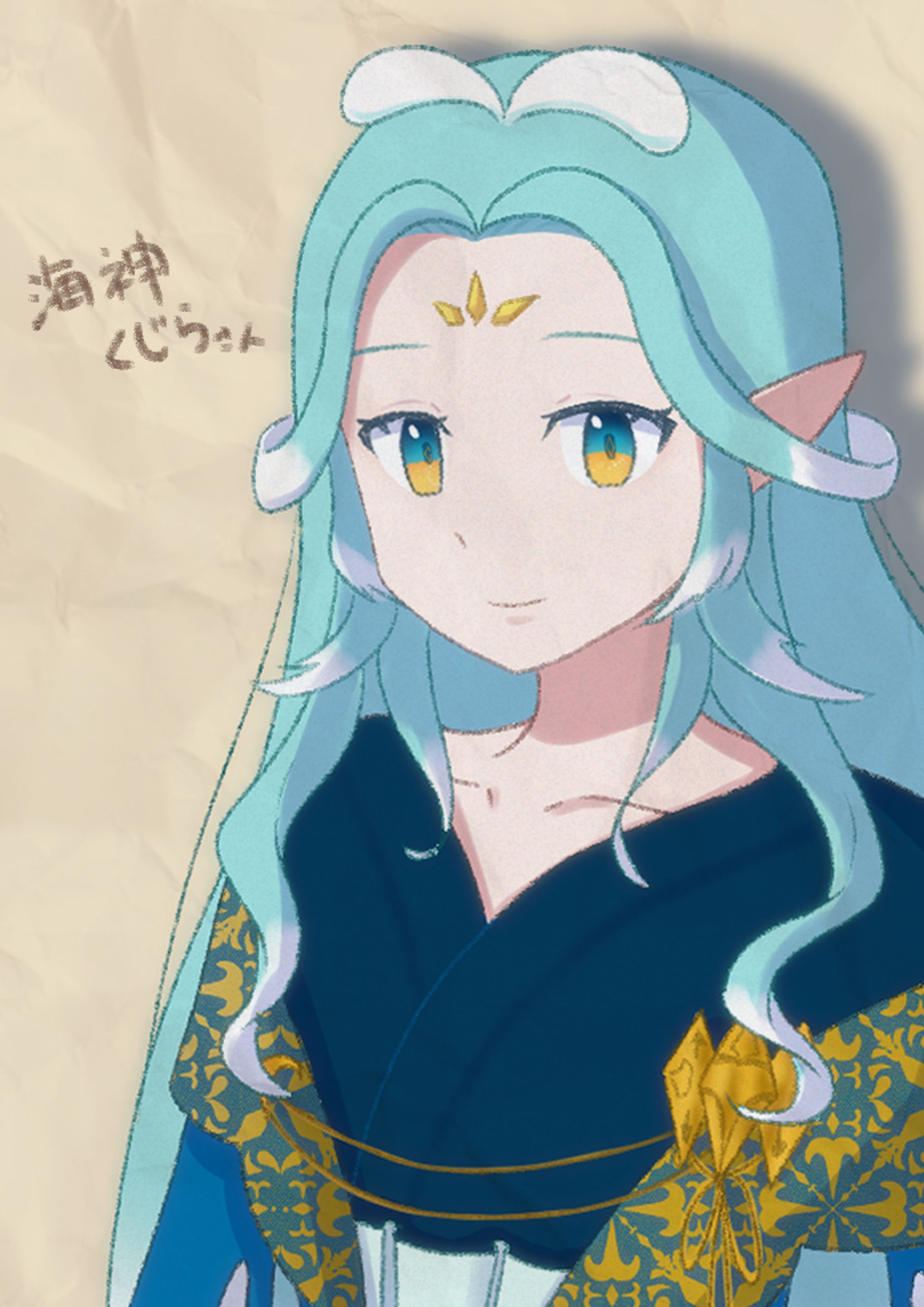 海神くじらさんを描きました-1