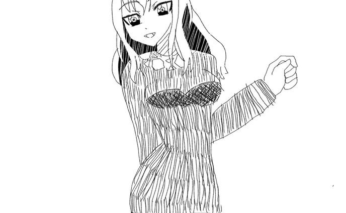 デジタルモノクロで描いた四谷ゆみさん