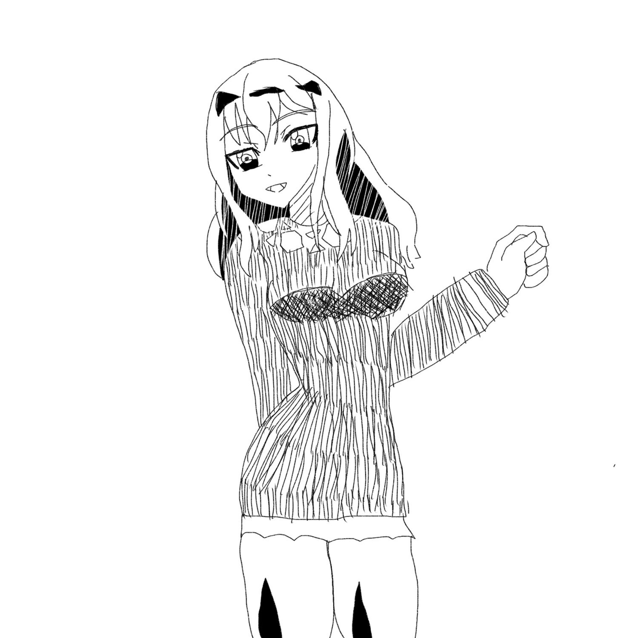 デジタルモノクロで描いた四谷ゆみさん-1