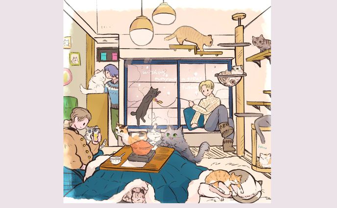 ねこ達と過ごす冬