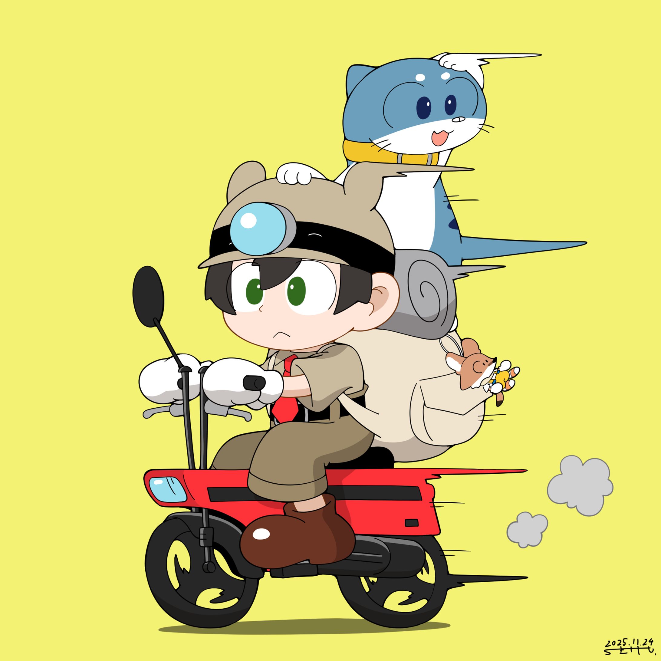 オリジナル創作「旅人とカワウソ」記録（3枚）-1