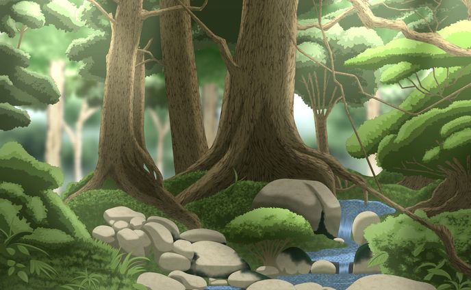 「イラスト」背景　森