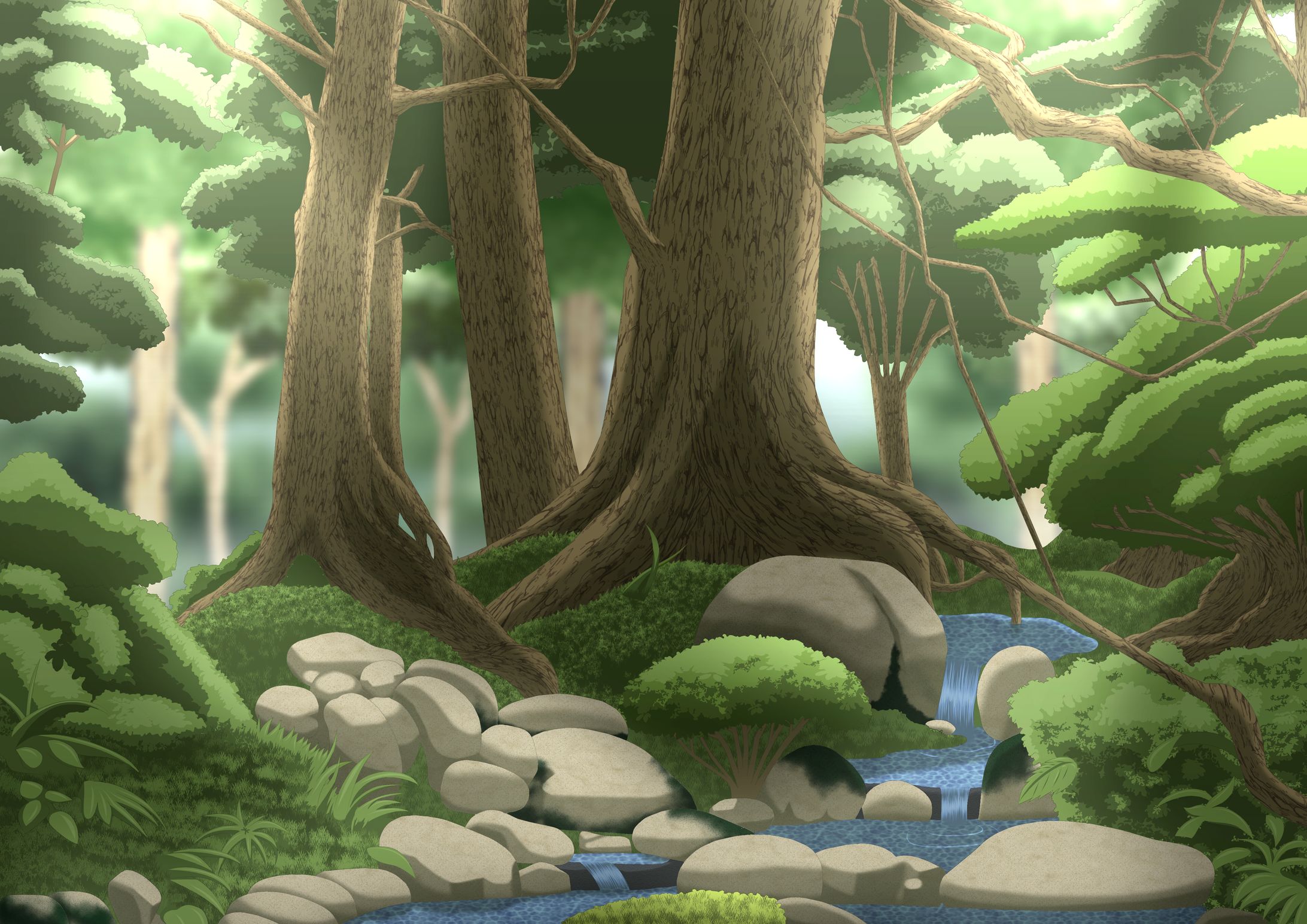 「イラスト」背景　森-1
