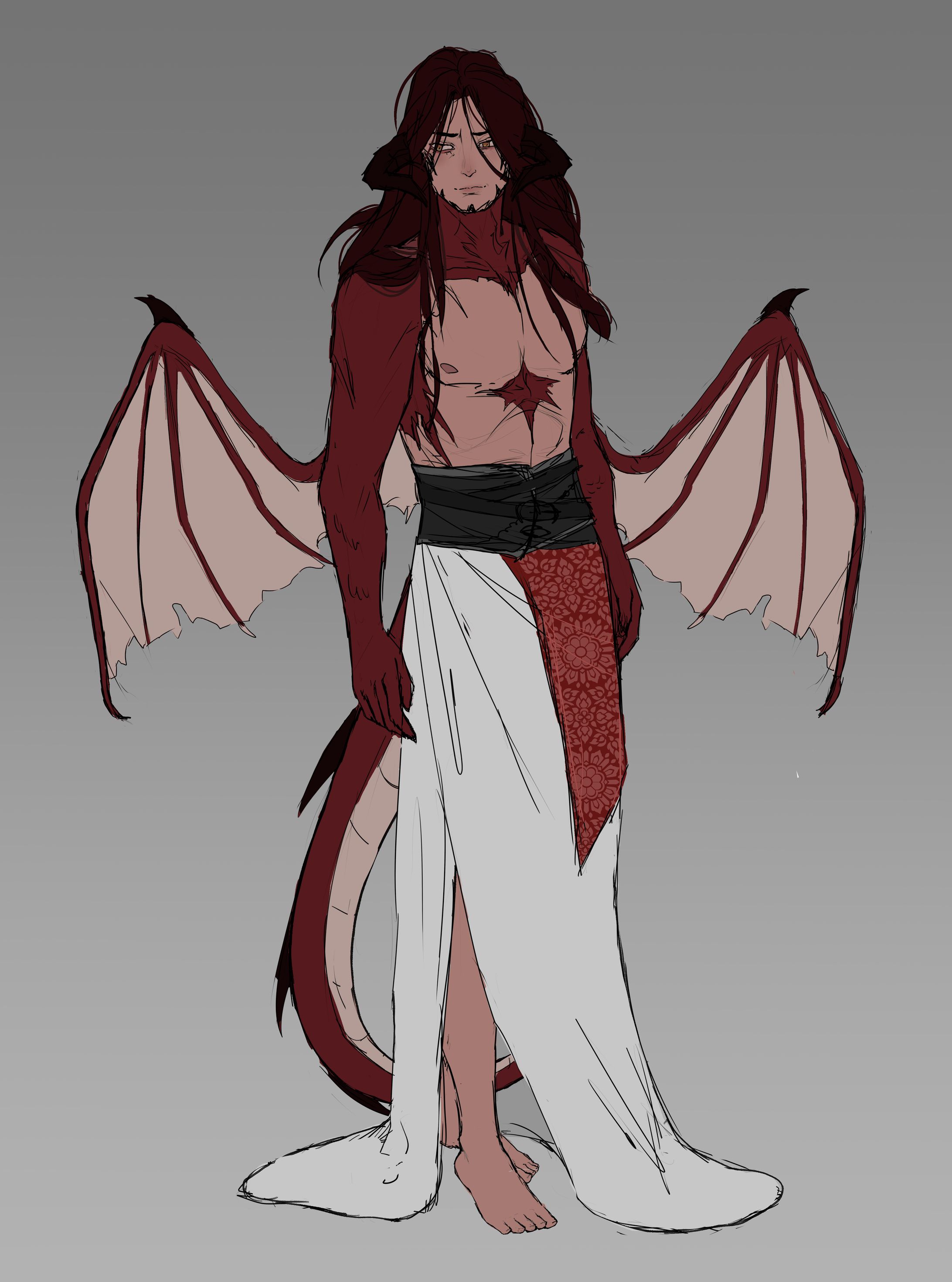 Flat colored sketch - Character design Commission-1