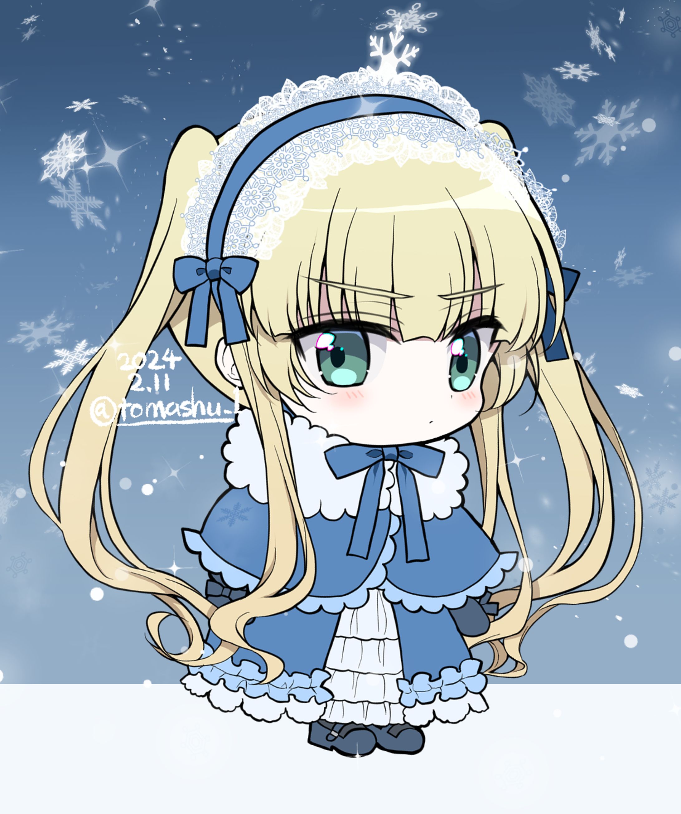 デフォルメ冬ロリータファッションなお嬢様-1
