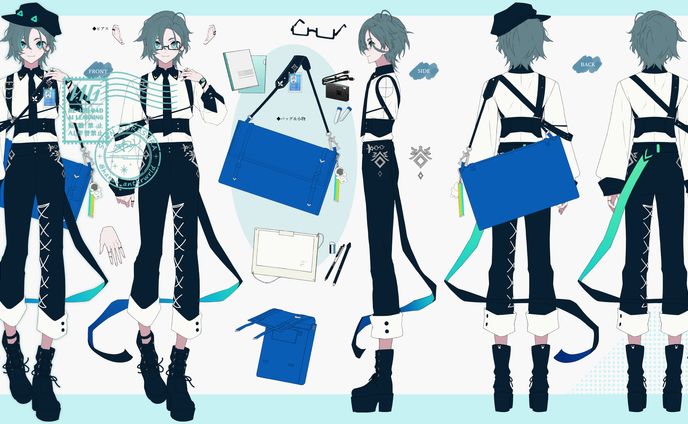 夜月なぎ様　キャラデザ＆三面図