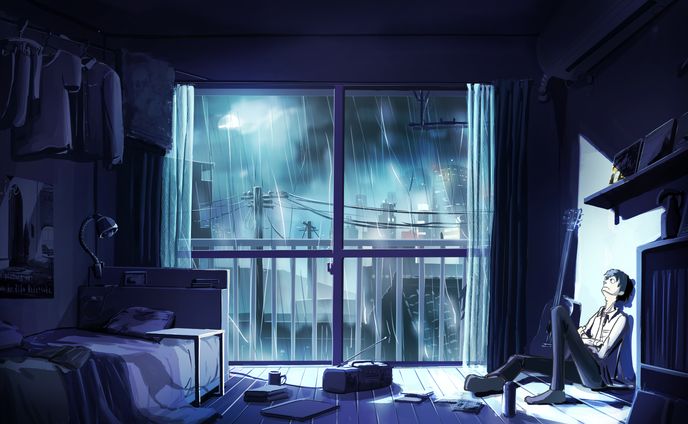 生活感のある部屋と雨の夜 生活感のある部屋と雨の夜