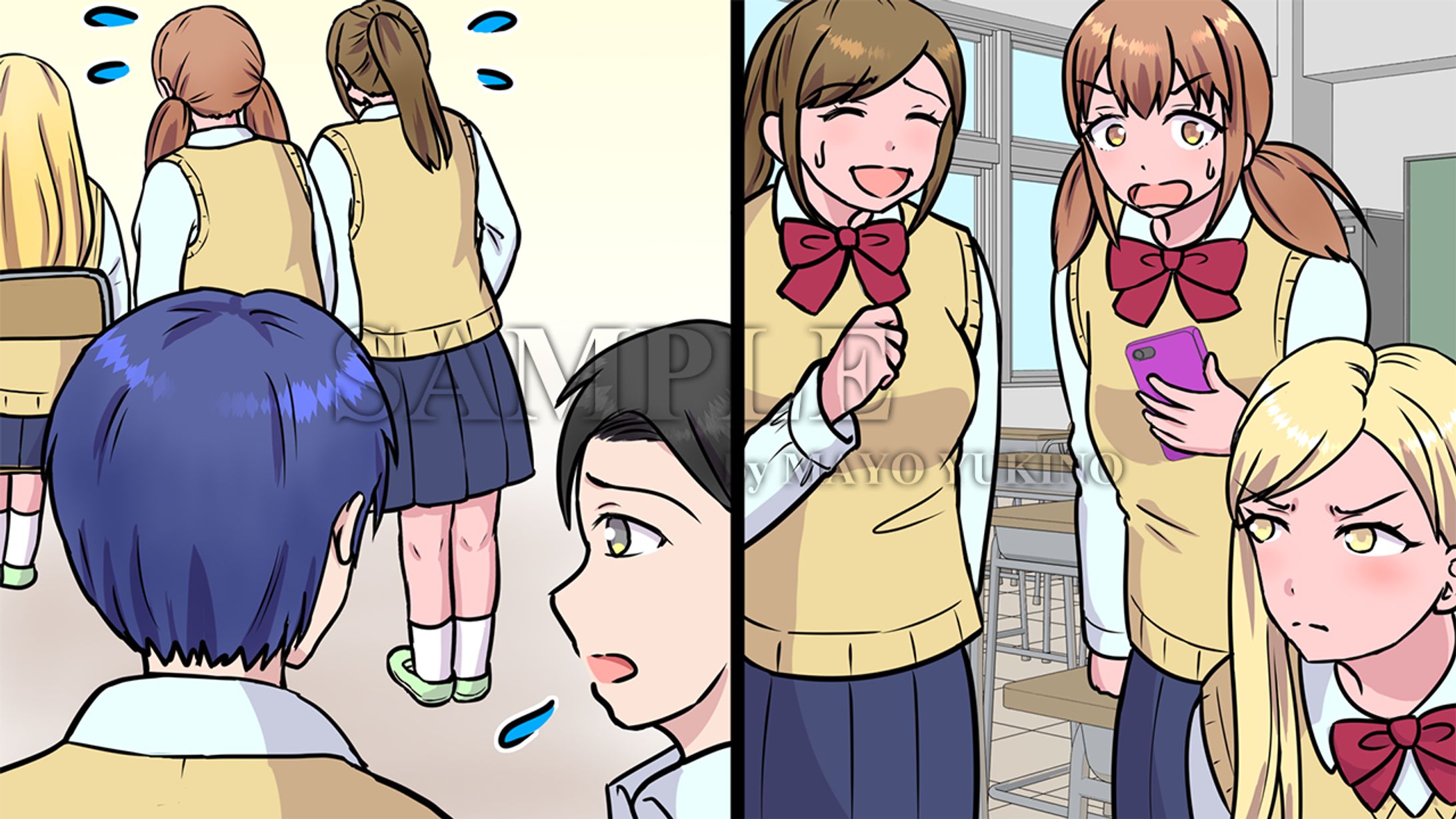 YouTube漫画用イラスト作例（学園モノ）-1