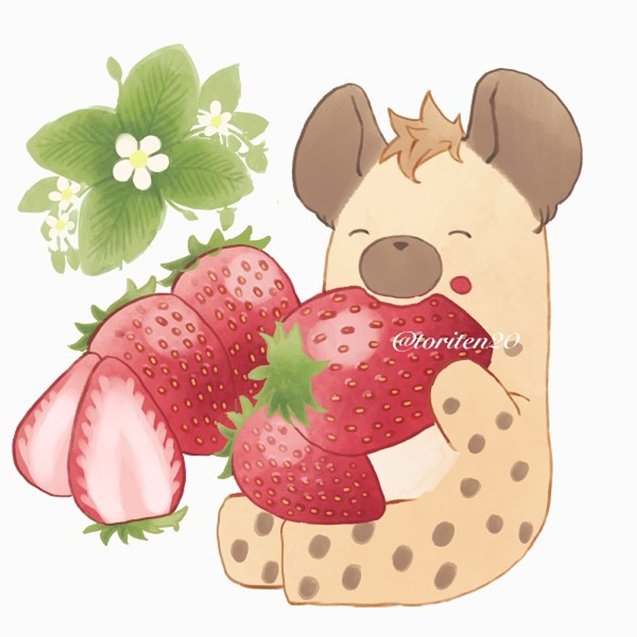 今日はいちごの日！

#lineスタンプ #ハイエナ #ブチハイエナ #instagram #illustration #イラスト　#イラストグラム　#いらすとぐらむ　#ゆるいイラスト　 #illust #illstration #drawing #ゆる絵　#キャラクターイラス-1