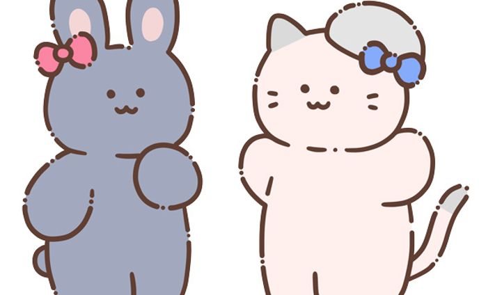 [イラスト]うさぎとねこ