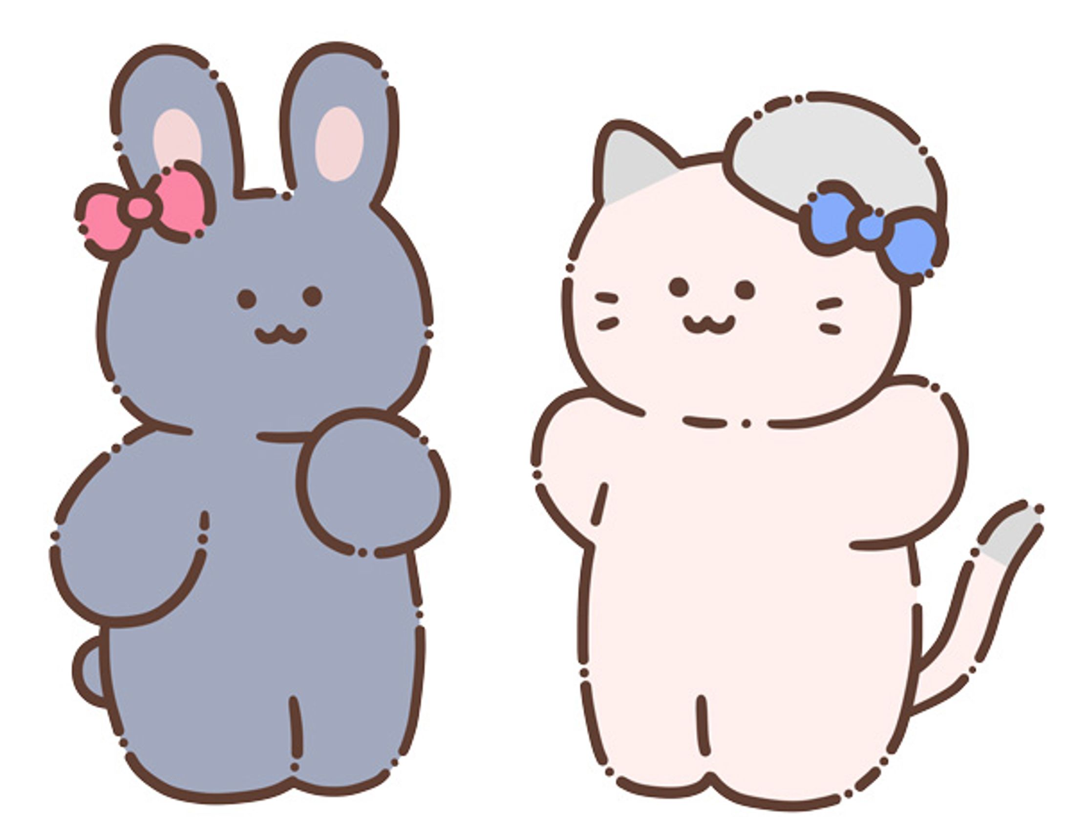 [イラスト]うさぎとねこ-1