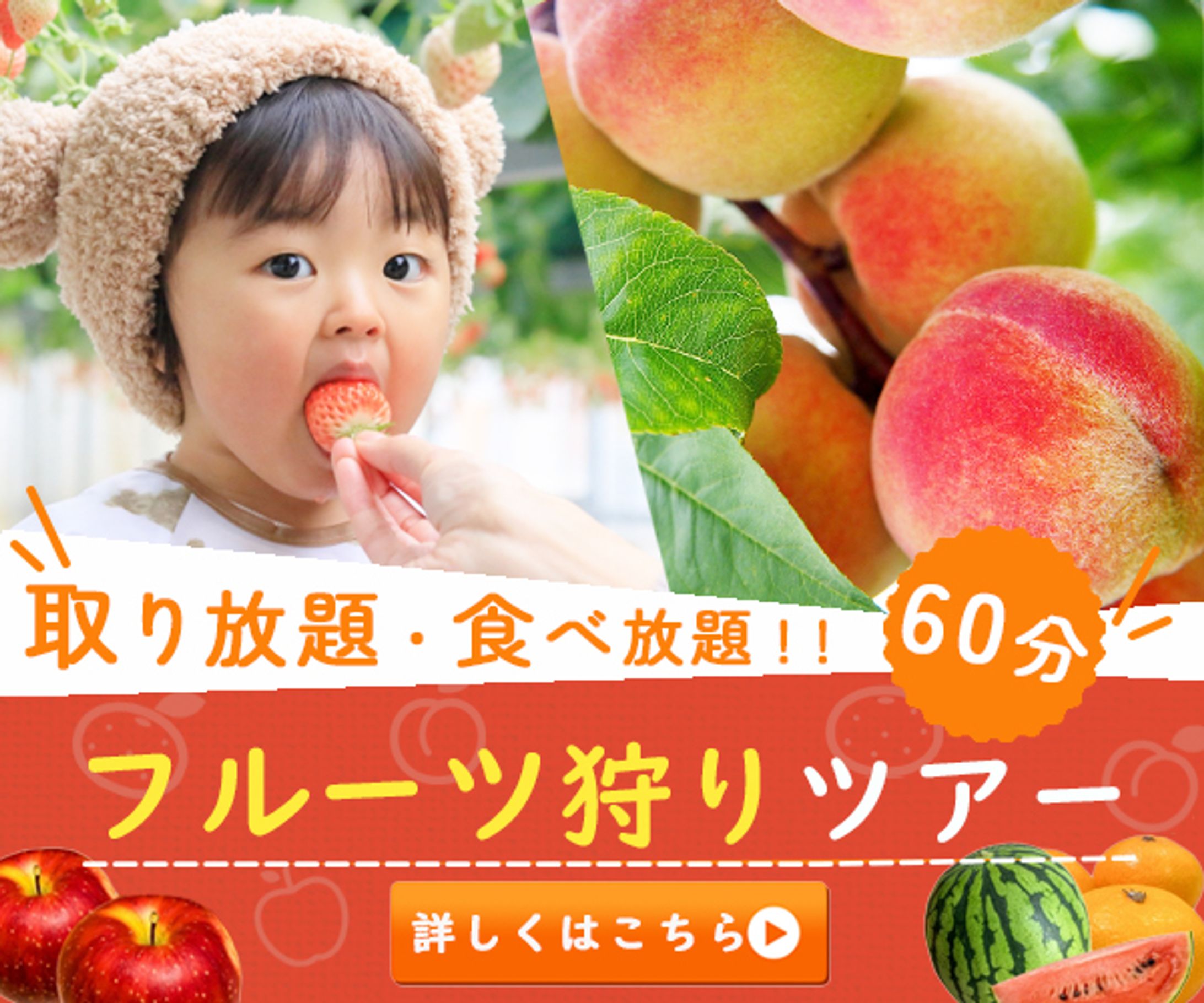 フルーツ狩りツアー広告バナー※デザインスクール課題-1