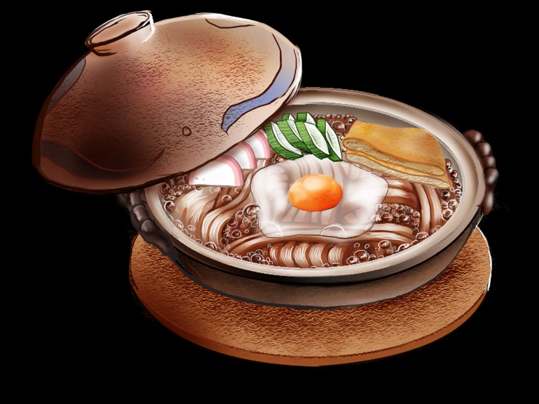 食べ物イラスト】味噌煮込みうどん