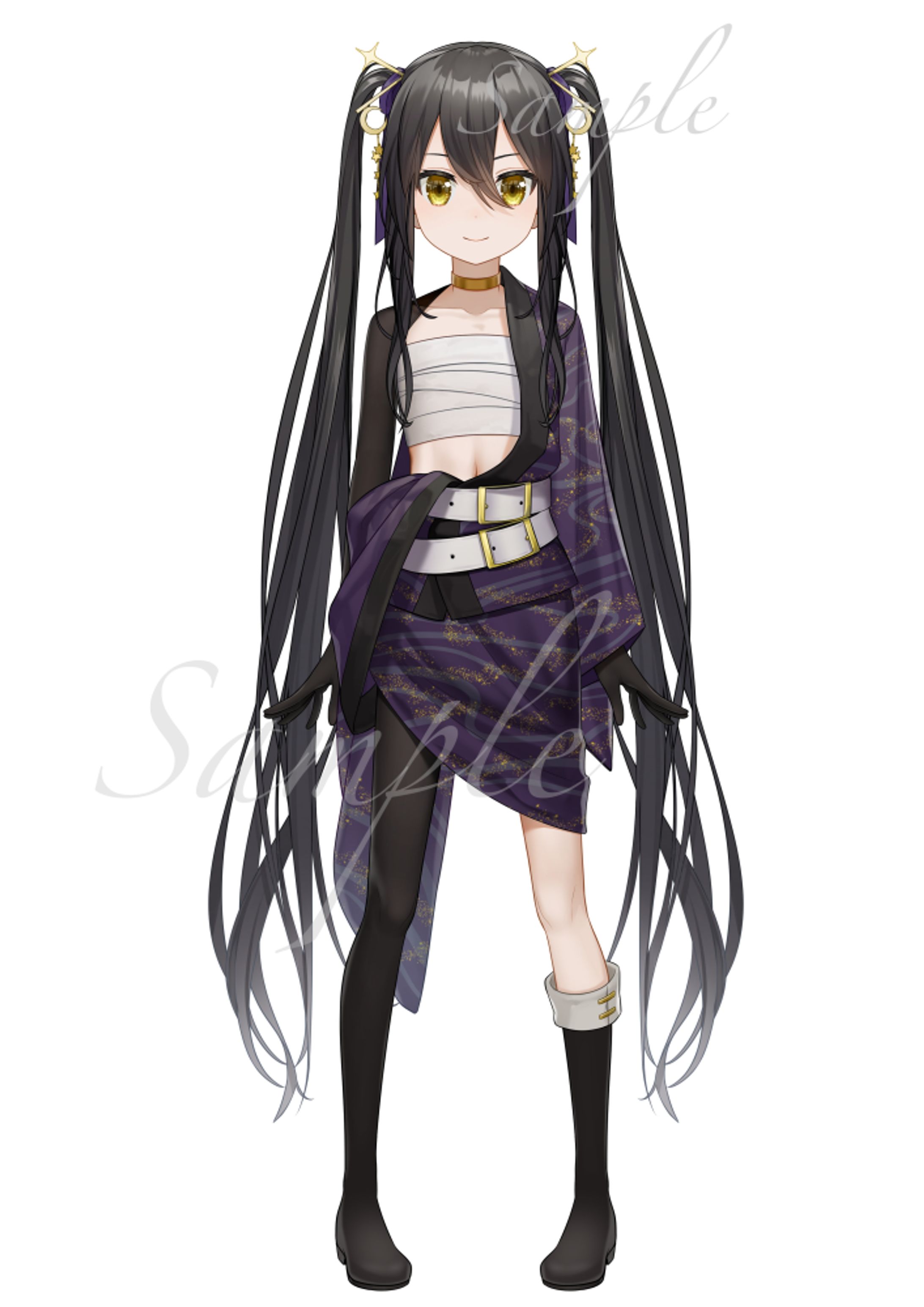 Vtuber「なつめやみや」様Live2Dパーツ分けイラスト、三面図-1