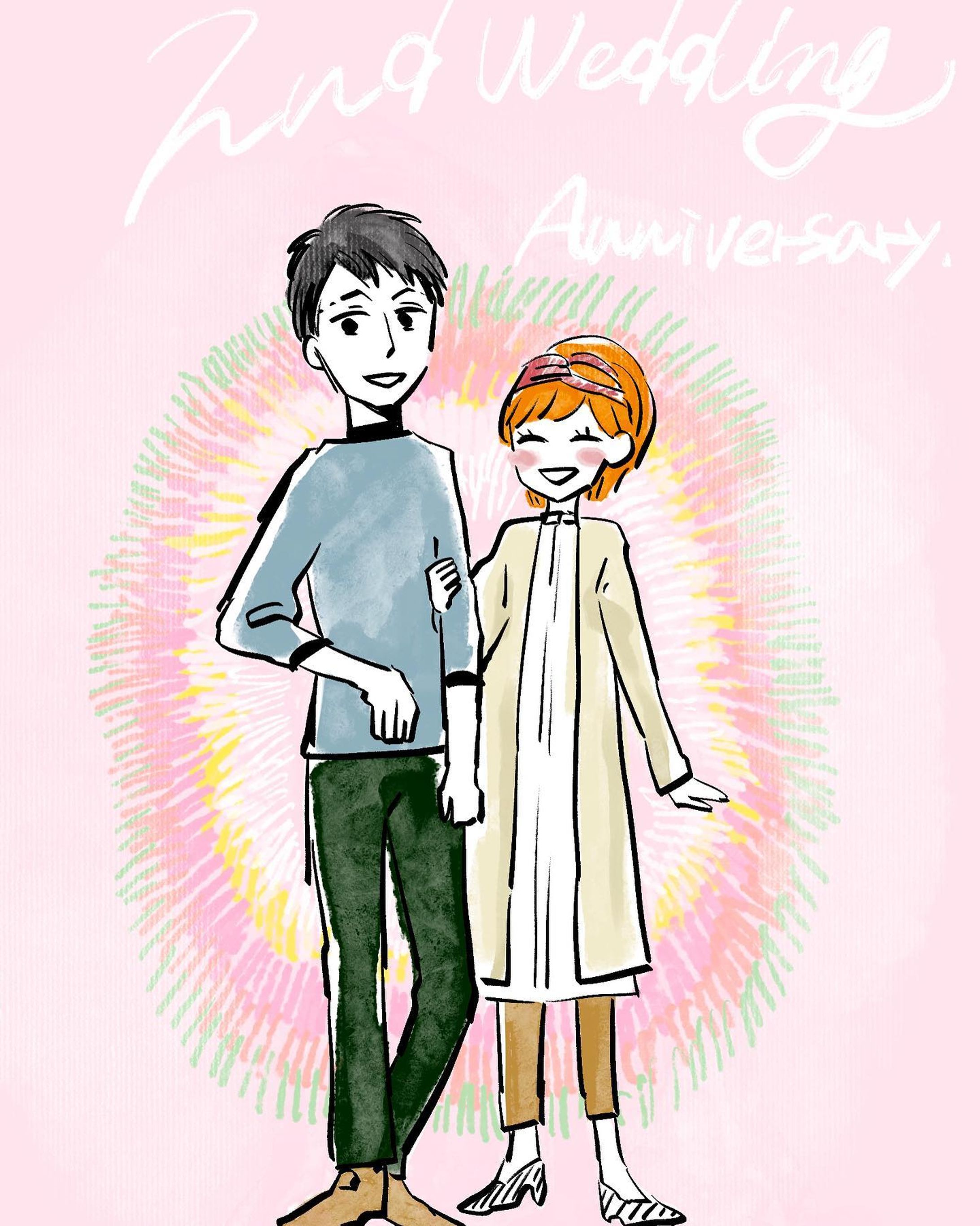 結婚2年経ちました。
当日はドライブがてらローカルな植物園を散策してまったり過ごしました。

結婚した日から2年。
世界や日常がこれまでとこんなに大きく変わってしまうなんて予想だにしていませんでした。
婚姻届を出してそのまま遊びに行ったあの日を思い出し、あんな日がまた当たり前になるその日まで。
それまでは日々の暮らしに引き続き気を遣いつつ、オットと助け合って3年目も過ごしていきたいと思います。

そしていつもご覧頂いているみなさま、ありがとうございます😊
引き続きオタクな夫婦ですがよろしくお願いします。

 #コミックエッセイ #エッセイ #エッセイ漫画 #絵日記 #イラスト #漫画 #夫婦 #マンガ #マンガエッセイ #オタク夫婦  #手書きツイート #エッセイ漫画  #結婚記念日-1