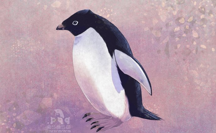 日本画風ペンギン