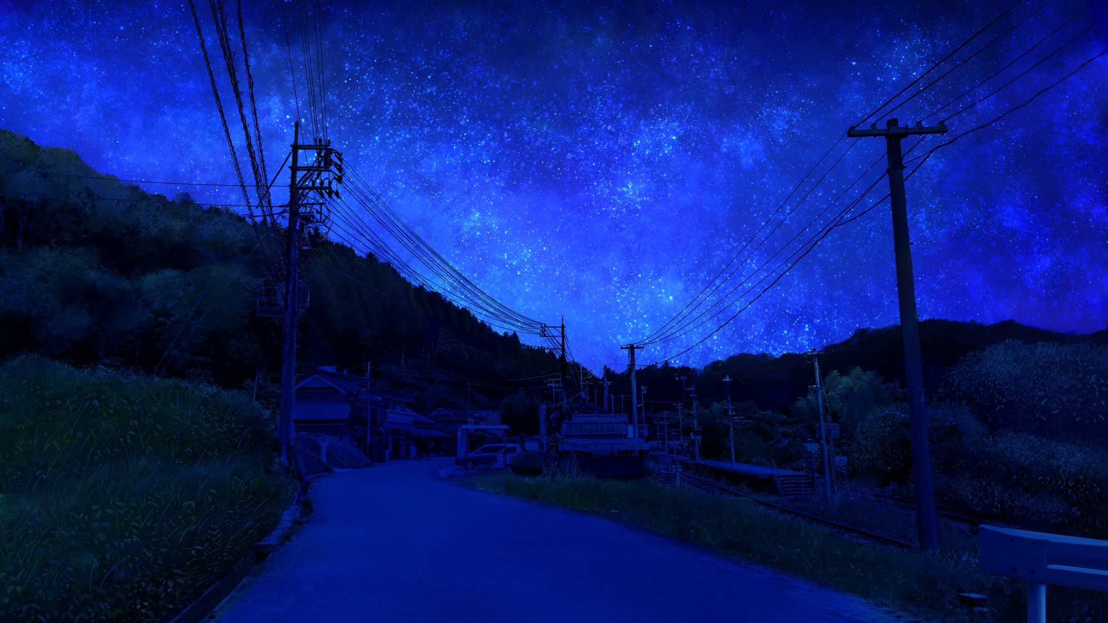 背景差分 田舎道 夜-1