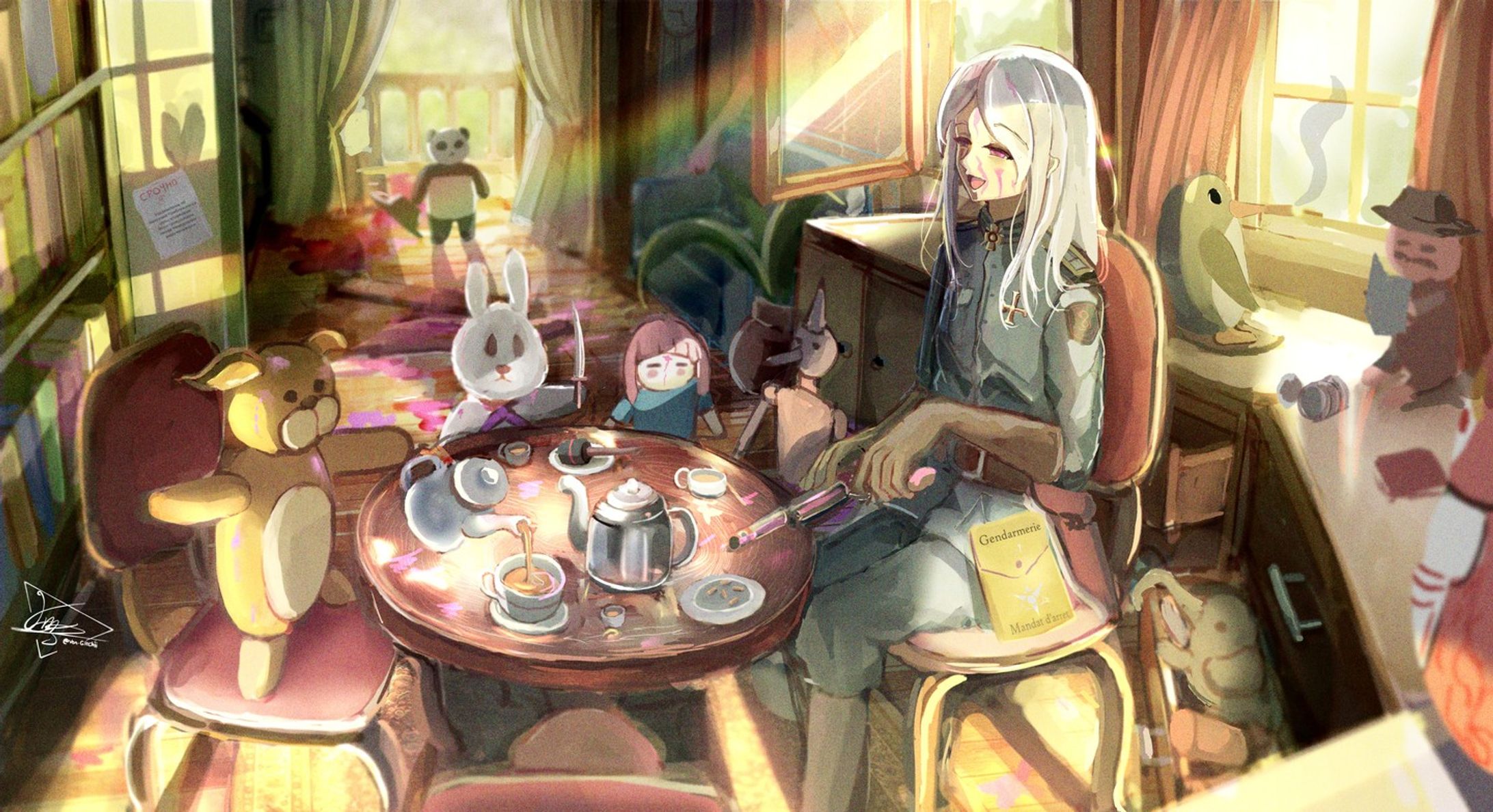 Tea parteeyyy~~
.
.
.
#illustration #art #anime #animegirl #timelapse #videoprocess #oc #fantasy #militarygirl #plushies-1