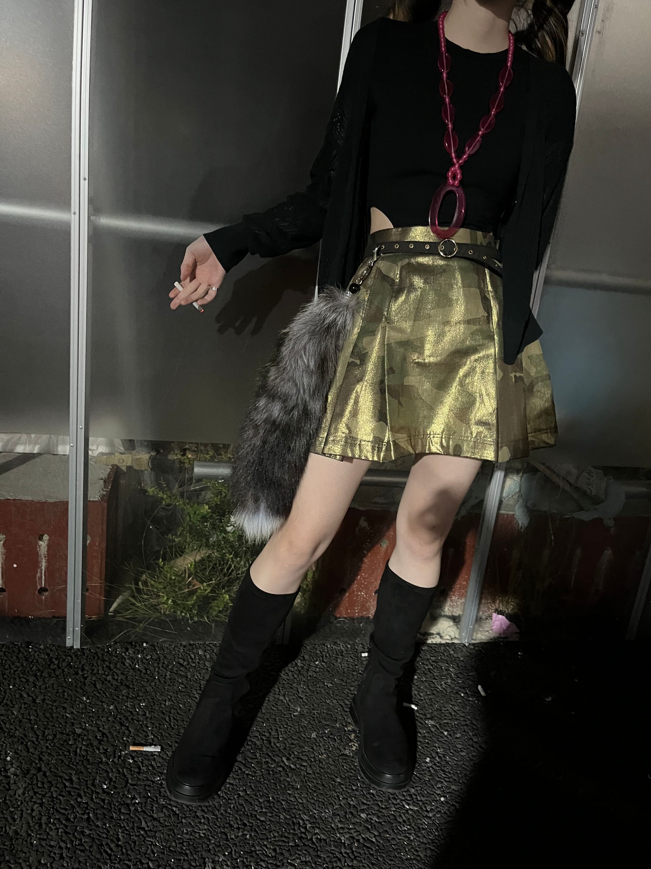 semi-pleated skirt-1