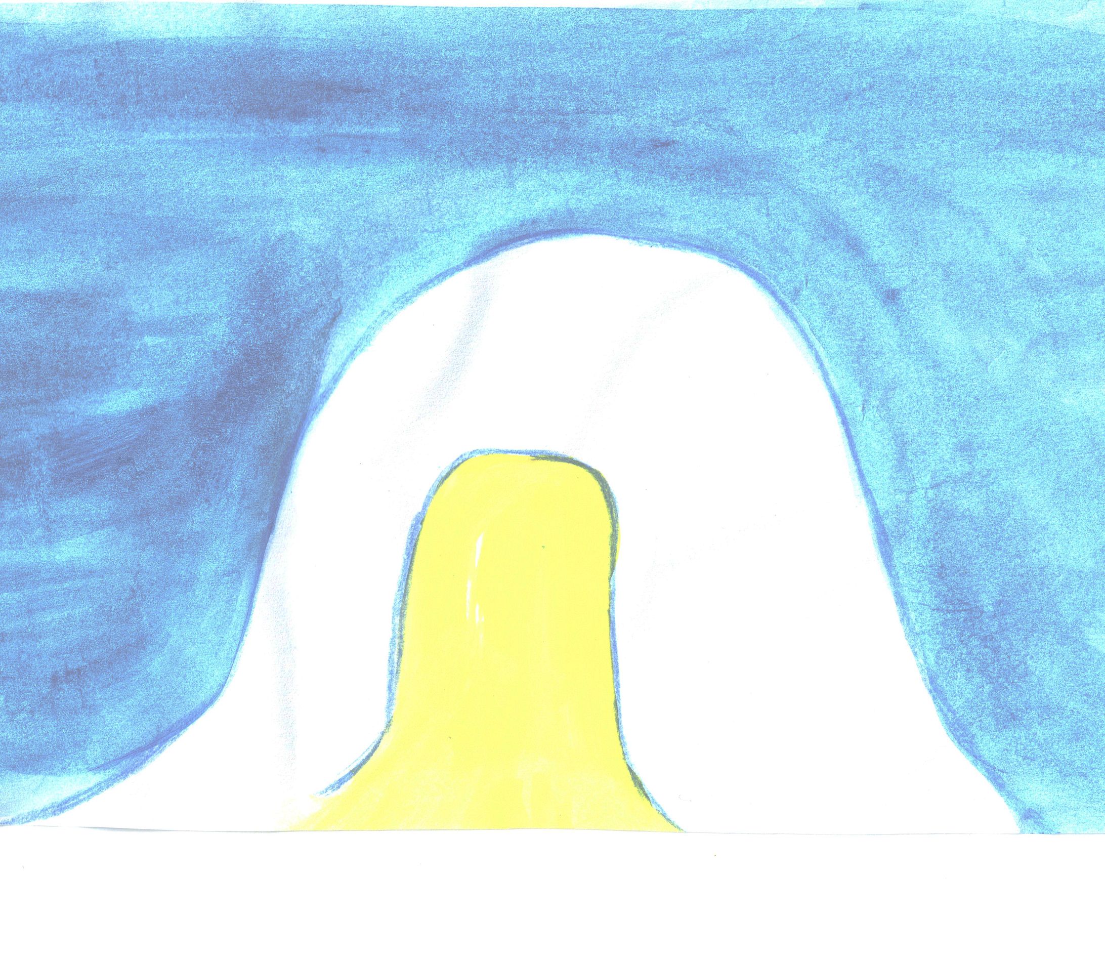 「ゆきのかまくら」、絵、水彩-1