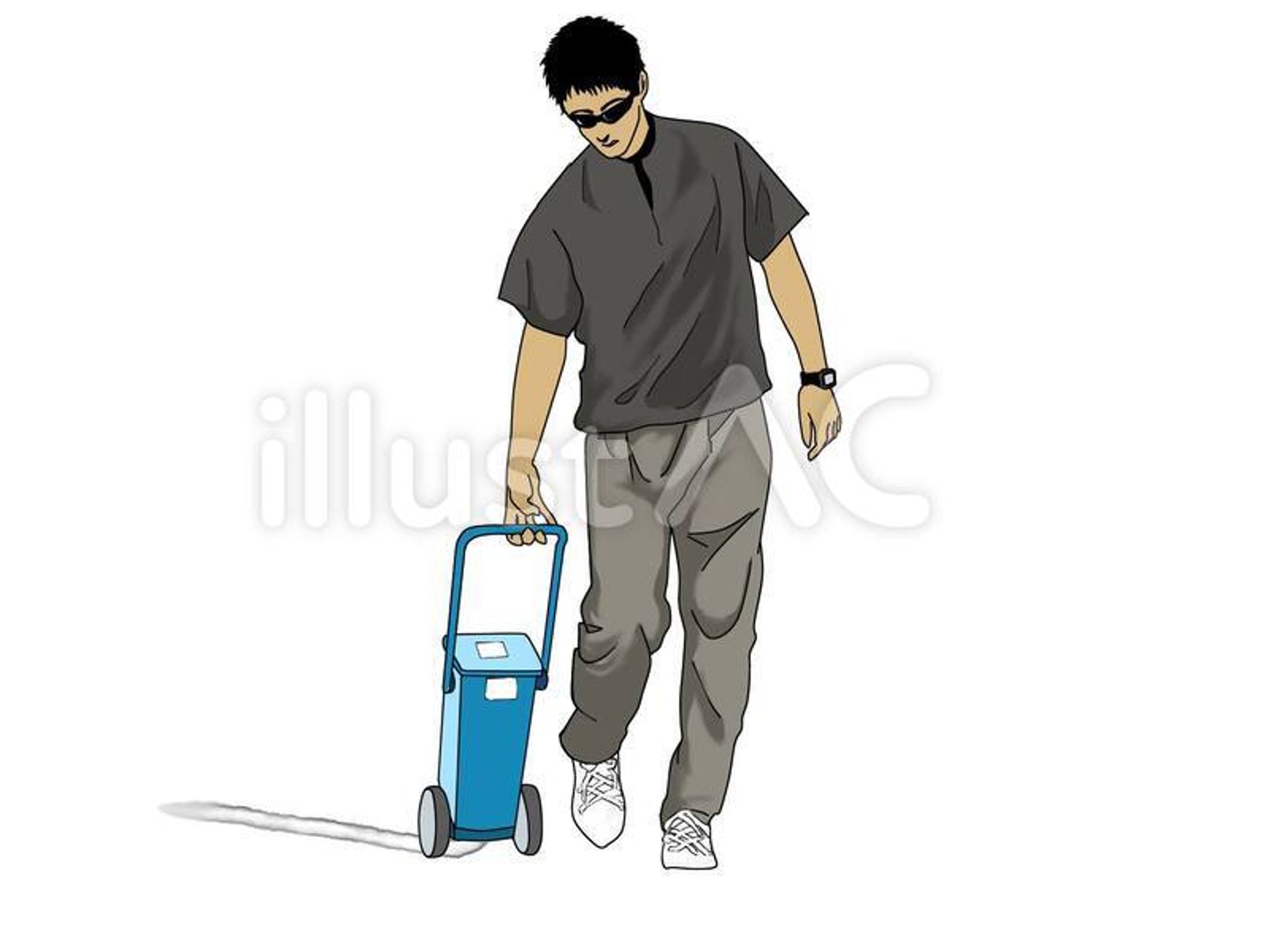 白線を引く男性-1