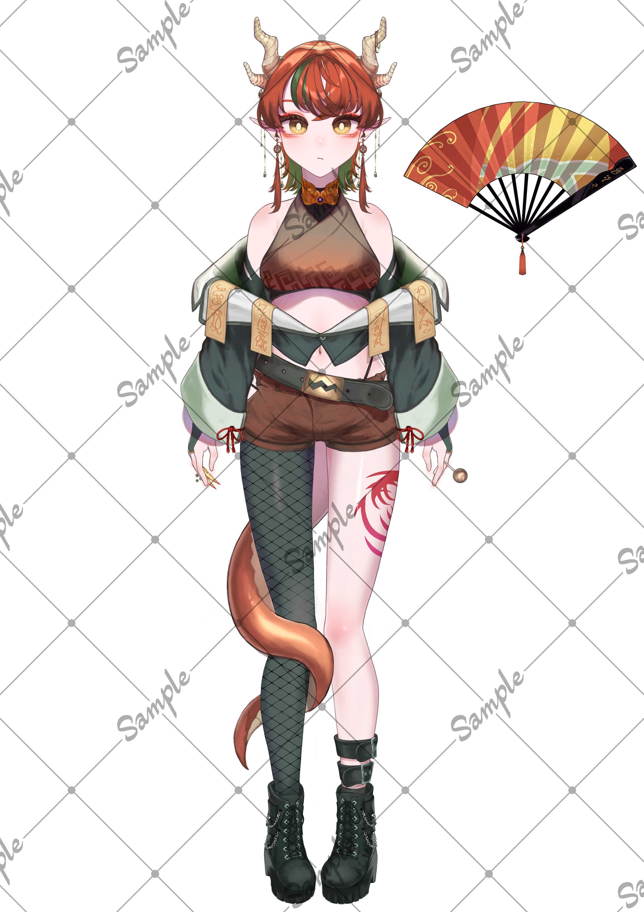 赤いドラゴンモチーフの女の子-1