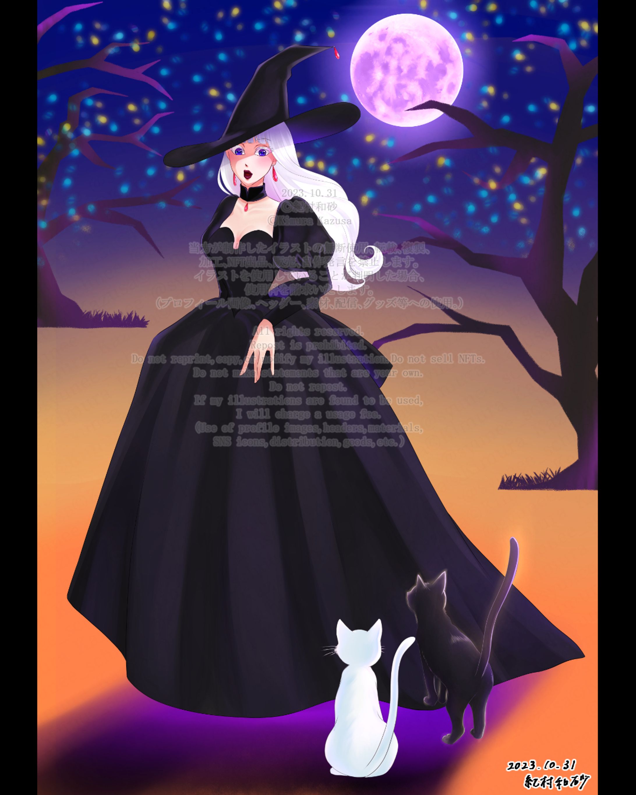 #happyhalloween 🎃！
【オリジナル】「うちの子が美人白猫彼女を連れてきた」 
 #オリジナルイラスト #デジタルイラスト #イラスト #イラストレーター #女の子イラストを描くのが好き #ドレス #ファッション #ファッションイラスト #猫 #ネコ #oc #originalillustration #digitalillustrator #digitalart #digitalartist #witch #dress #fashion #fasionillustration #silverhair #bawllgown #puffsleeve #beauty #cat
#軽美部 @keivi.jp-1