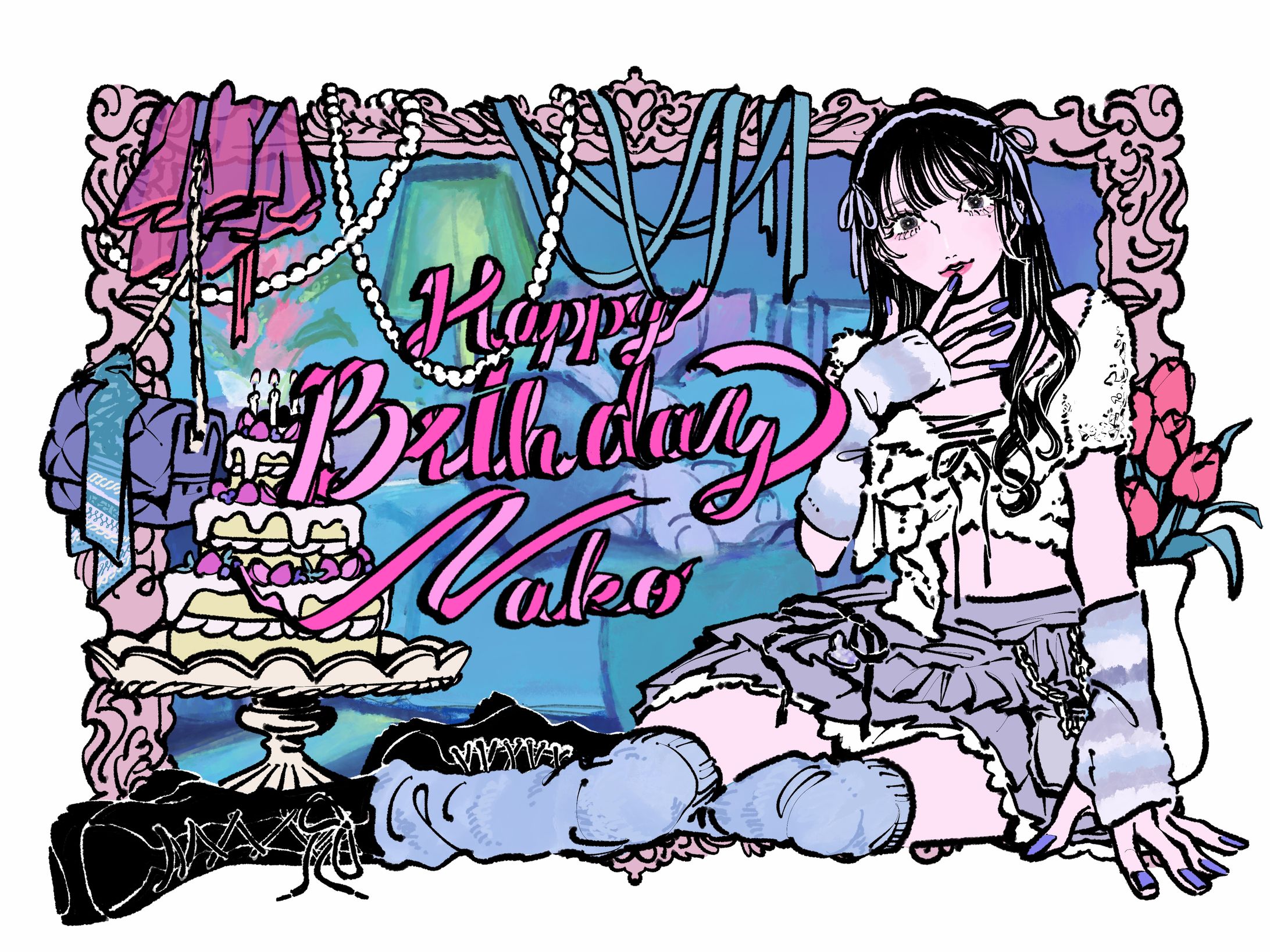 kimikara 白石なこ様 生誕祭グッズイラスト-1