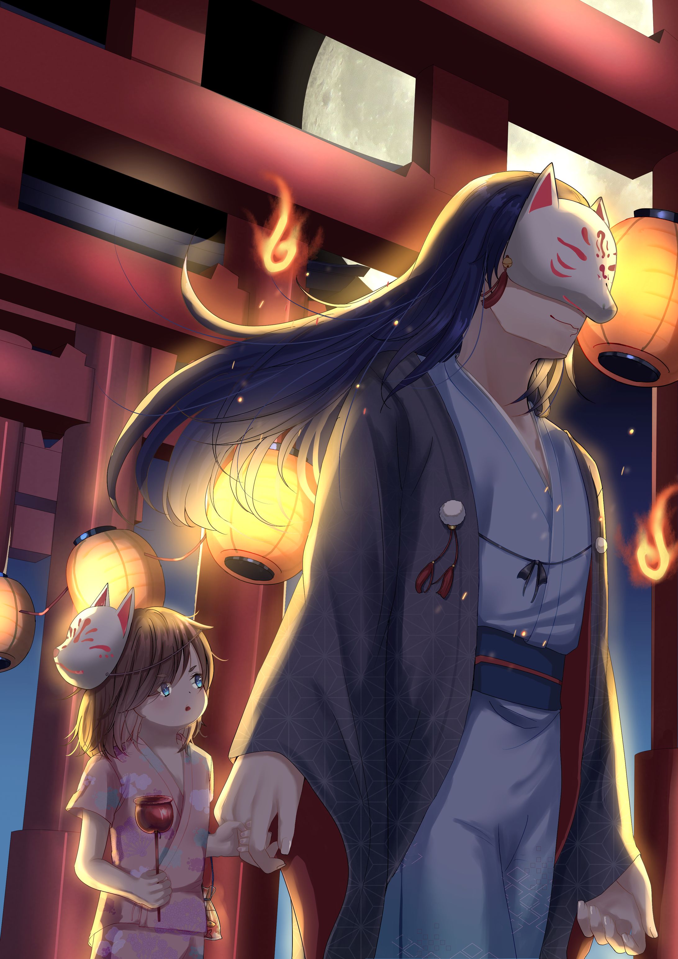 【創作イラスト】神様とお祭り-1