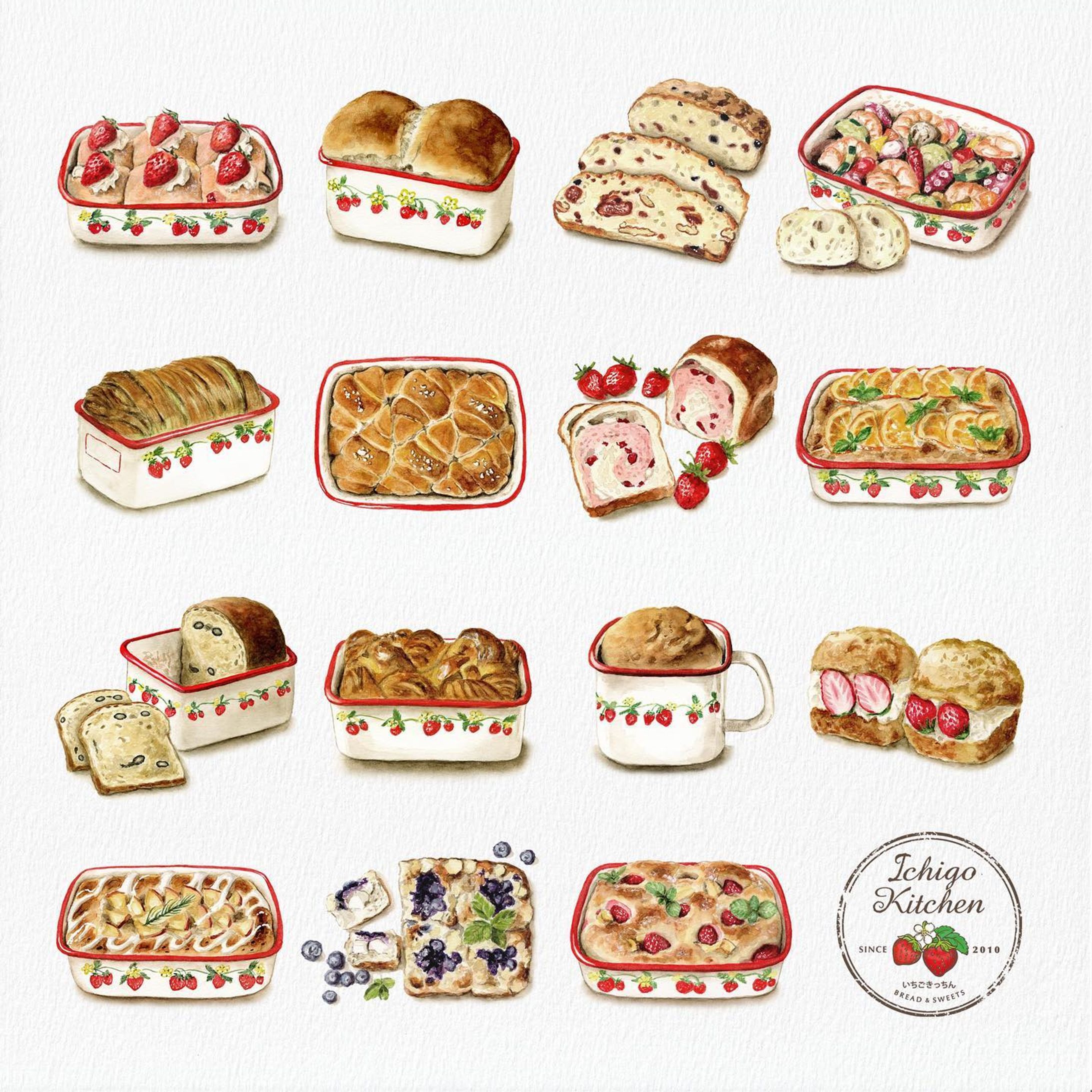▼オーダーイラスト▼いちごきっちん様ホーローパン-1