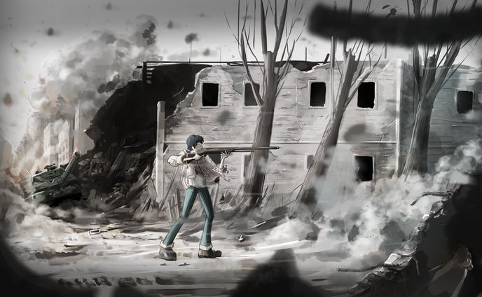 戦争をテーマにした楽曲のイメージイラスト