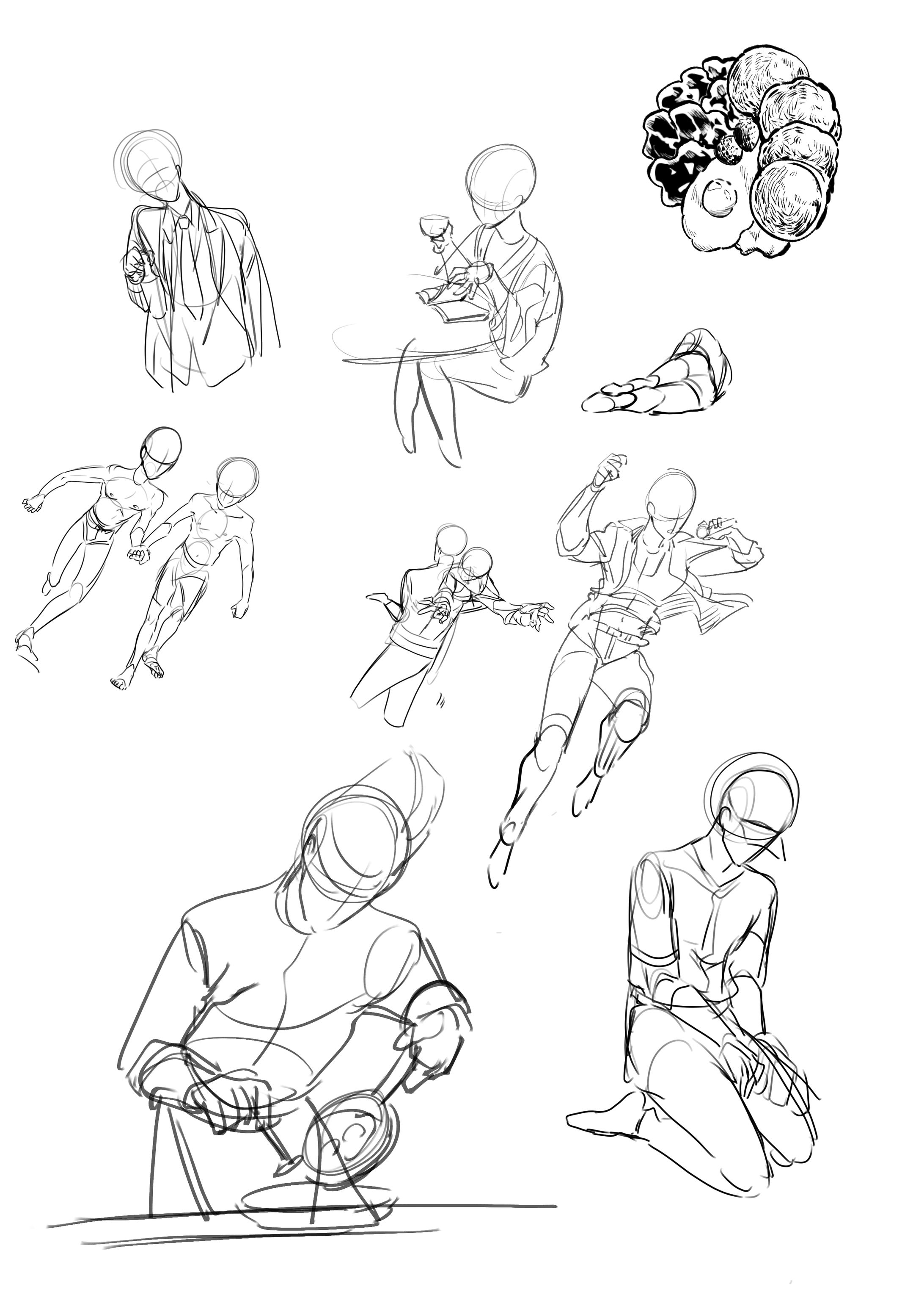 ラフ、手の作画など-1