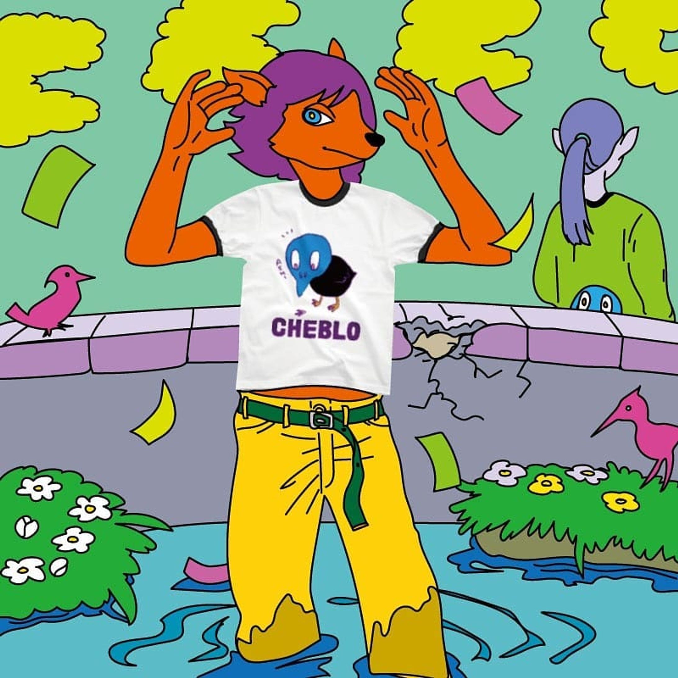 💎Mizuiro Head💎 
#イラスト#絵#キャラクター#pic#リンガーTシャツ#tshirt #character#fashion#picture#mens#woman#cool#bird#nice#Tシャツ#block#blue#服#pond#wall#good#cheblo-1