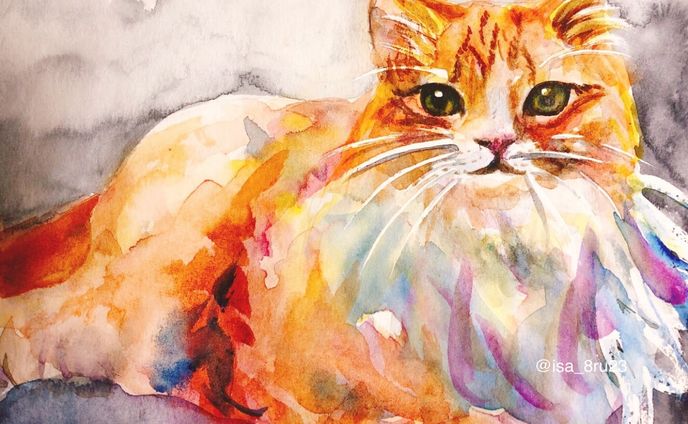 ねこ(水彩)