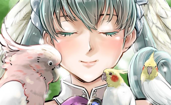 メリアとインコ