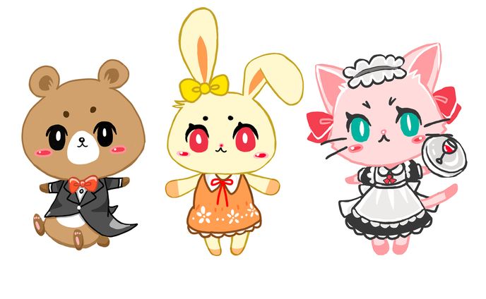 SD動物キャラ　（くま、うさぎ、ねこ）