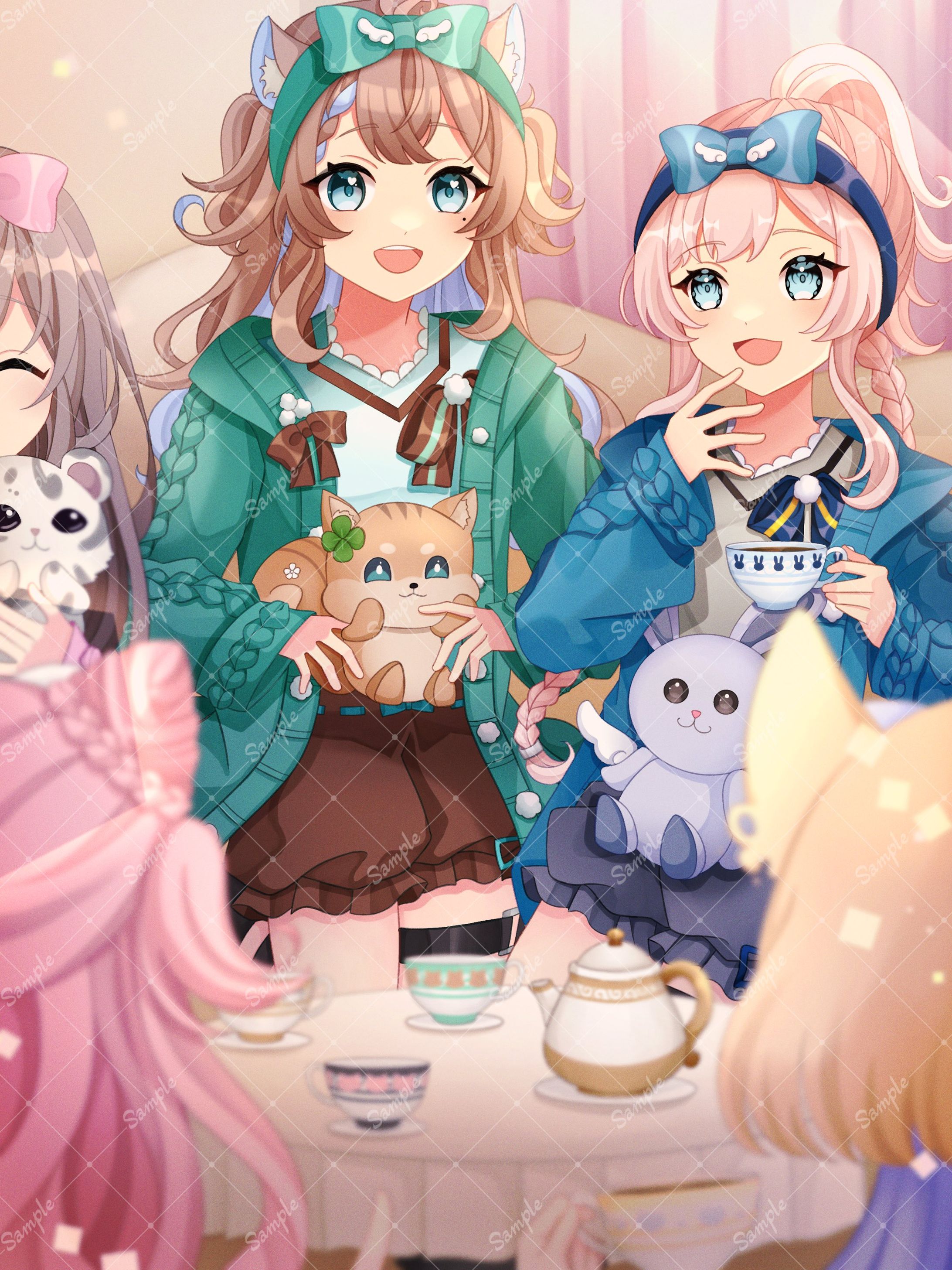 舞々野萌子様他 パジャマパーティーイラスト-1