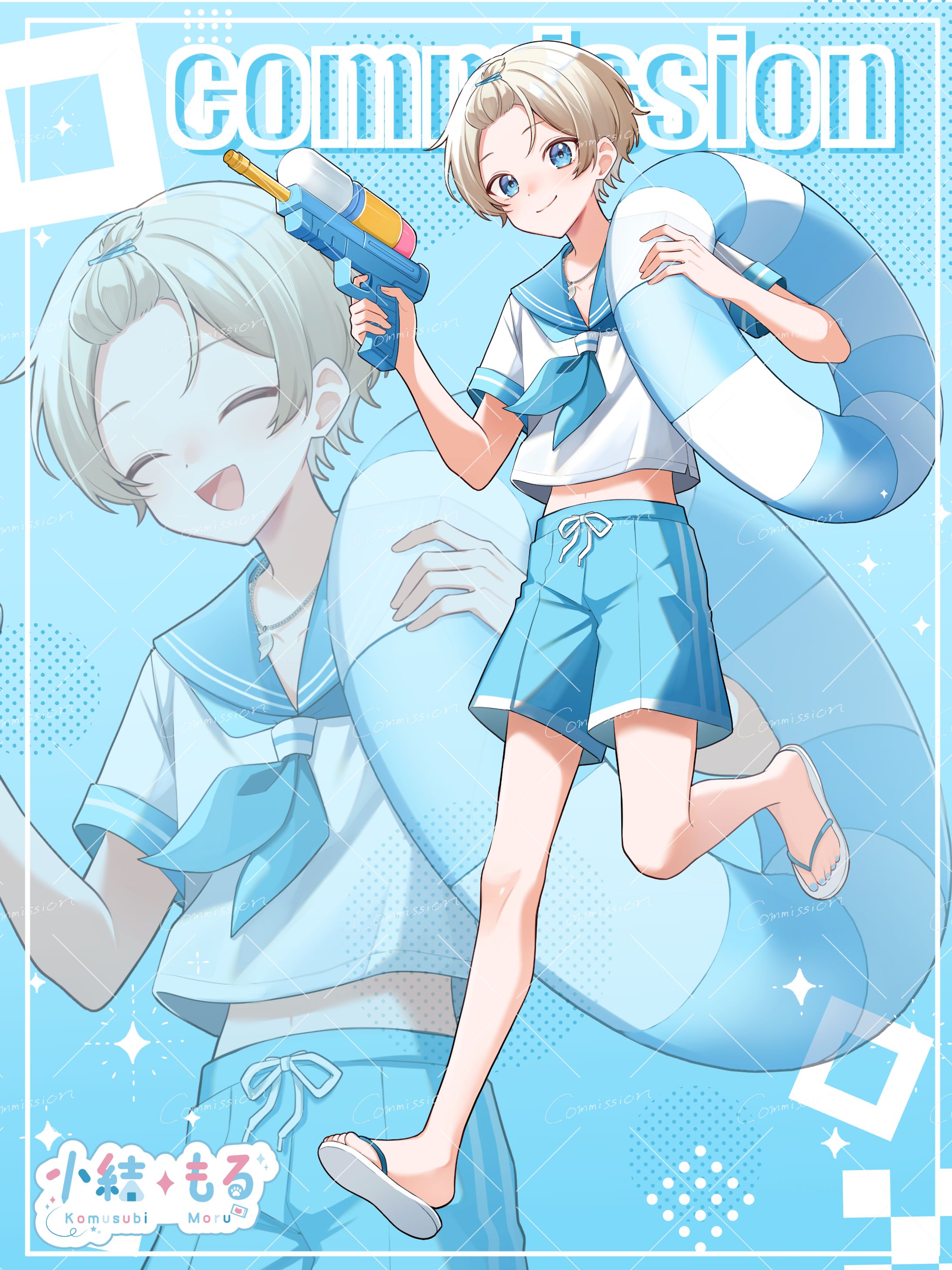 【そらねなご様/ゆうきたいが様】「青と夏」MV用立ち絵イラスト-1