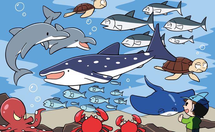 パズル雑誌 挿絵 水族館