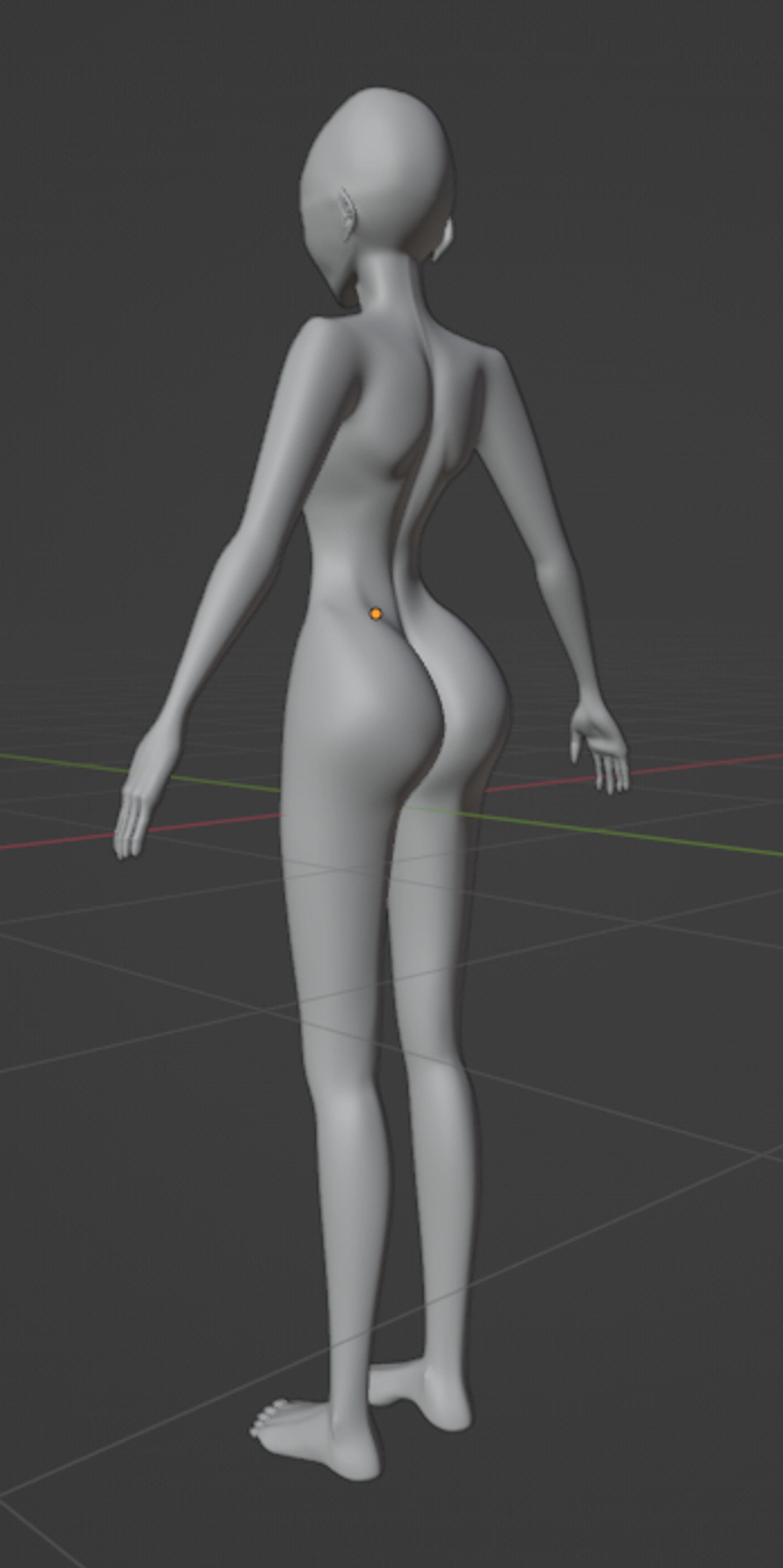3D　素体(女)背面【Blender】-1