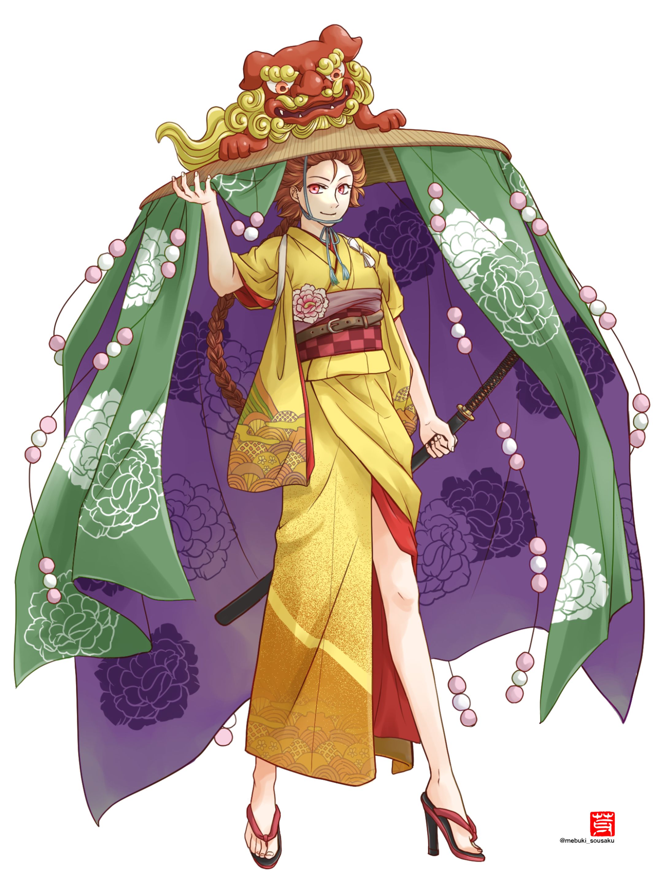 【立ち絵】獅子と笠と乙女-1