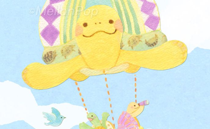 カメさん気球で空の旅へ