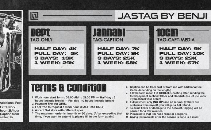Custom Price List for Benji
