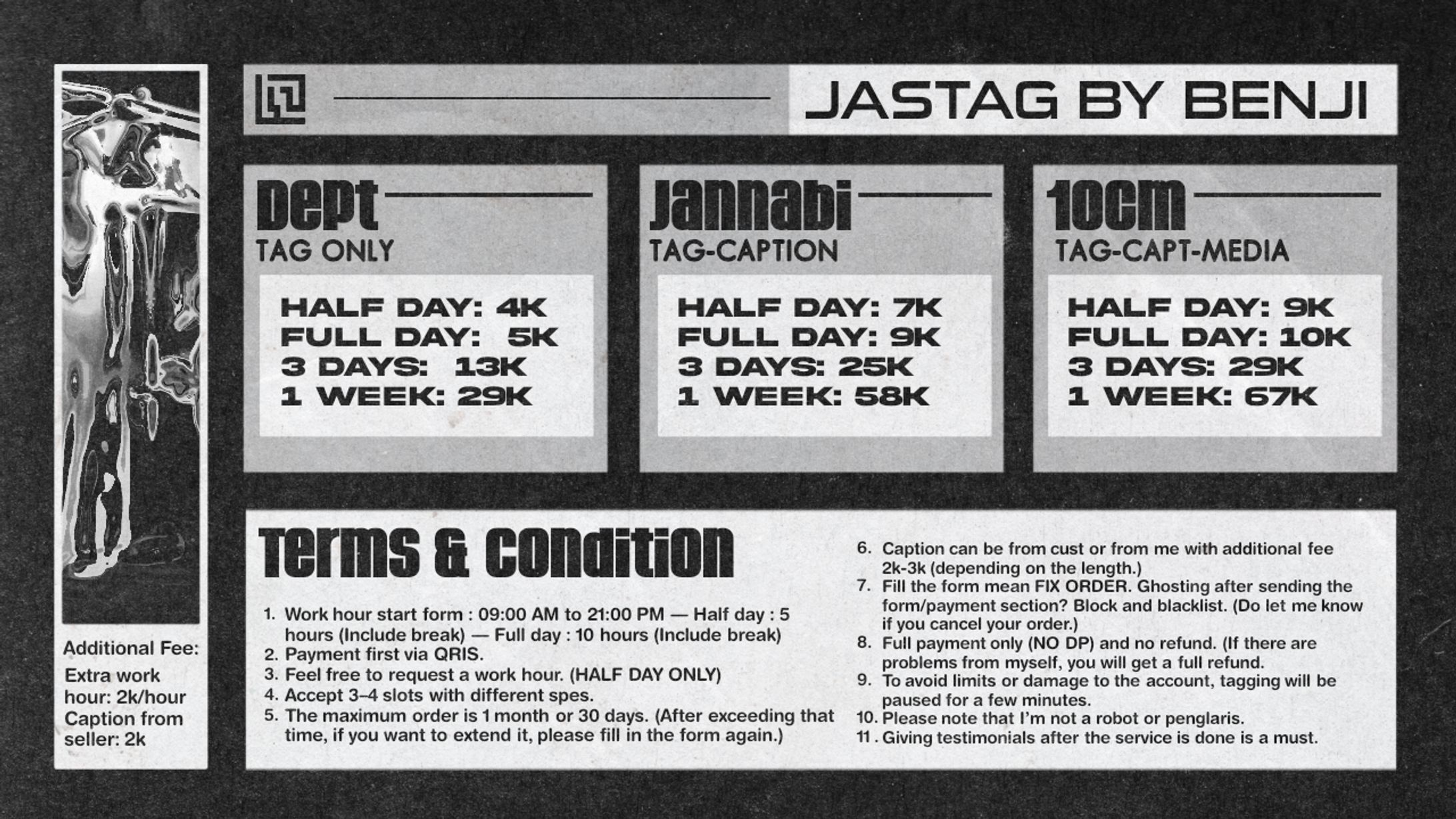 Custom Price List for Benji-1