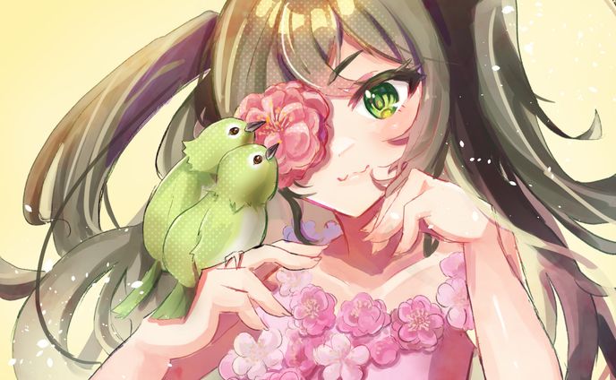 花とメジロ